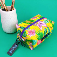 Load image into Gallery viewer, Plant Lady Yellow Medium Box Makeup Bag.  Rachael King Design - Kashzale Cosmetic Bags