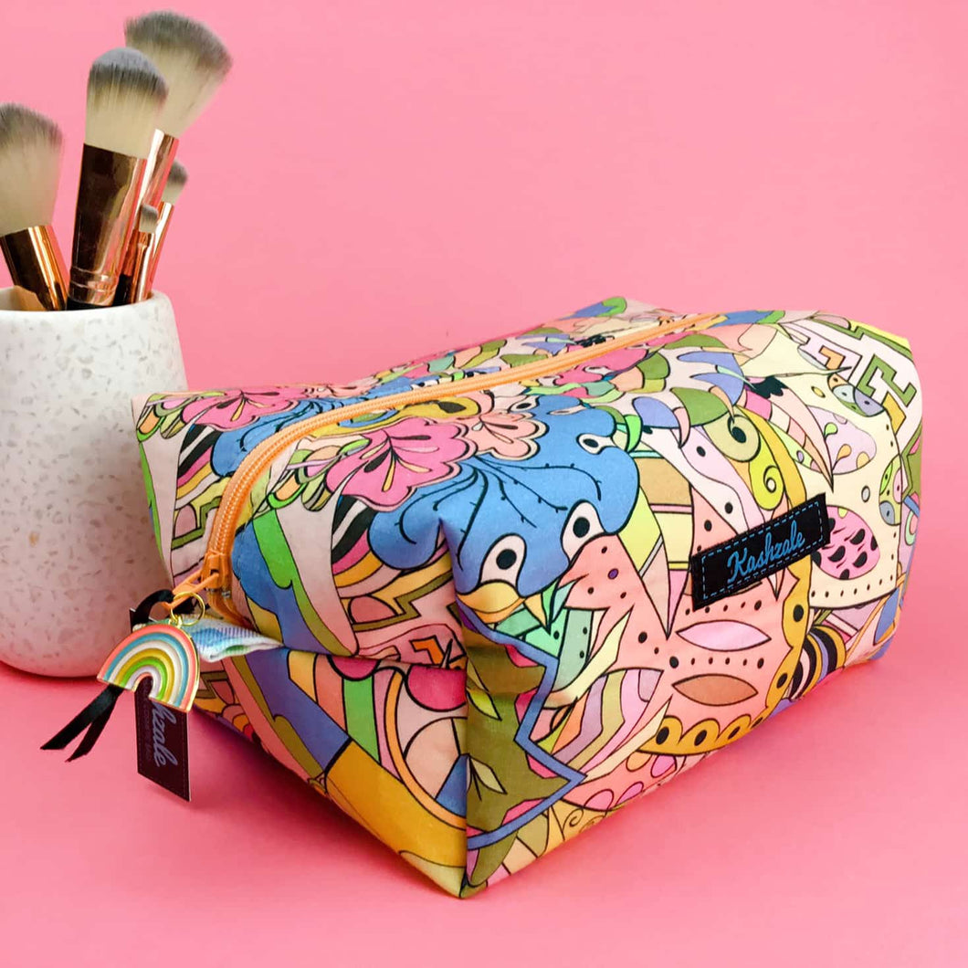 Pastel Abstract Large Box Cosmetic Bag.