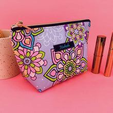 Load image into Gallery viewer, Mandala Magnifica Mauve Medium Cosmetic Bag. Exclusive Design. - Kashzale Cosmetic Bags