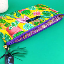 Load image into Gallery viewer, Plant Lady Yellow Zipper Pouch, Travel Pouch. Rachael King Design. - Kashzale Cosmetic Bags