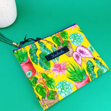 Load image into Gallery viewer, Plant Lady Yellow Small Clutch, Small makeup bag. - Kashzale Cosmetic Bags