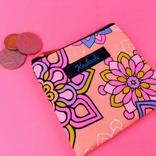 Load image into Gallery viewer, Mandala Magnifica Peach Coin Purse. Kashzale Exclusive Design - Kashzale Cosmetic Bags