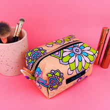 Load image into Gallery viewer, Mandala Magnifica Peach Medium Box Makeup Bag.  Exclusive Design. - Kashzale Cosmetic Bags