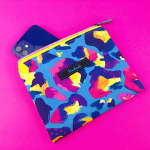 Load image into Gallery viewer, Electric Leopard Small Clutch, Small makeup bag. Kasey Rainbow Design. - Kashzale Cosmetic Bags