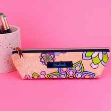 Load image into Gallery viewer, Mandala Magnifica Peach Makeup Brush Bag. Exclusive Design. - Kashzale Cosmetic Bags