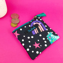 Load image into Gallery viewer, Roller Skating Rainbow Coin Purse. Whimsy Kaleidoscope Design. - Kashzale Cosmetic Bags