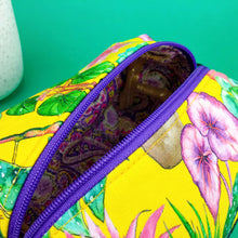 Load image into Gallery viewer, Plant Lady Yellow Medium Box Makeup Bag.  Rachael King Design - Kashzale Cosmetic Bags