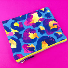 Load image into Gallery viewer, Electric Leopard Small Clutch, Small makeup bag. Kasey Rainbow Design. - Kashzale Cosmetic Bags