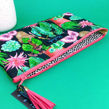 Load image into Gallery viewer, Plant Lady Black Zipper Pouch, Travel Pouch. Rachael King Design. - Kashzale Cosmetic Bags
