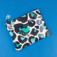 Load image into Gallery viewer, Snow Leopard Clutch, Small makeup bag. Kasey Rainbow Design. - Kashzale Cosmetic Bags