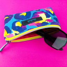 Load image into Gallery viewer, Electric Leopard Sunglasses bag, glasses case. Kasey Rainbow Design
