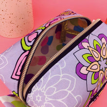 Load image into Gallery viewer, Mandala Magnifica Mauve Medium Box Makeup Bag.  Exclusive Design. - Kashzale Cosmetic Bags