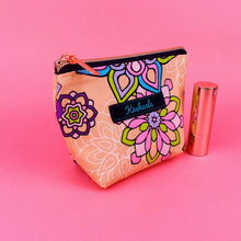 Load image into Gallery viewer, Mandala Magnifica Peach Small Makeup Bag.  Exclusive Design. - Kashzale Cosmetic Bags