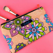 Load image into Gallery viewer, Mandala Magnifica Peach Zipper Pouch, Travel Pouch.  Exclusive Design. - Kashzale Cosmetic Bags