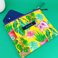 Load image into Gallery viewer, Plant Lady Yellow Small Clutch, Small makeup bag. - Kashzale Cosmetic Bags