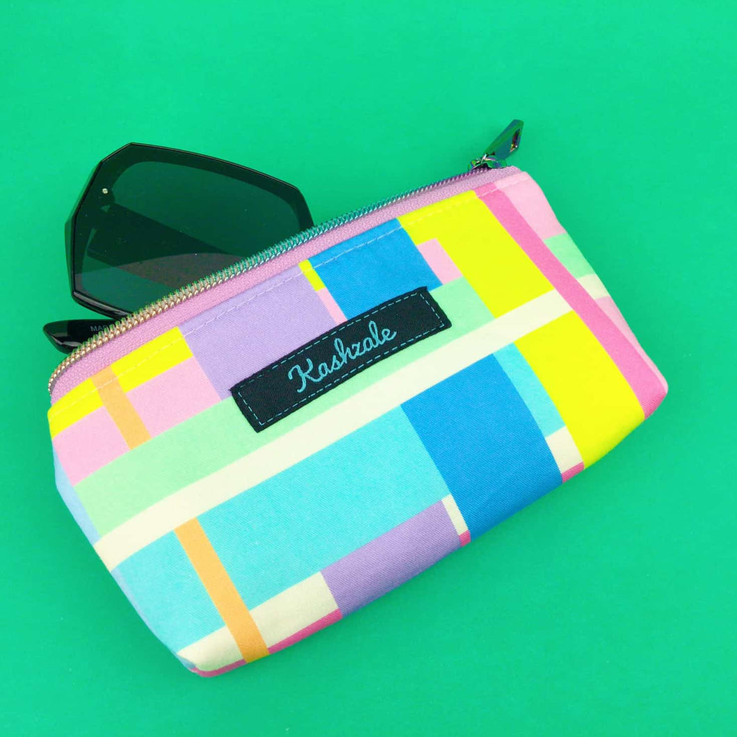 Pastel Plaid Sunglasses bag, glasses case. Kasey Rainbow Design