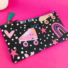 Load image into Gallery viewer, Roller Skating Rainbow Zipper Pouch, Travel Pouch.
