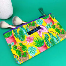 Load image into Gallery viewer, Plant Lady Yellow Zipper Pouch, Travel Pouch. Rachael King Design. - Kashzale Cosmetic Bags