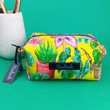 Load image into Gallery viewer, Plant Lady Yellow Medium Box Makeup Bag.  Rachael King Design - Kashzale Cosmetic Bags