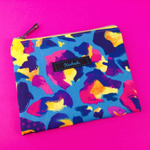 Load image into Gallery viewer, Electric Leopard Small Clutch, Small makeup bag. Kasey Rainbow Design. - Kashzale Cosmetic Bags