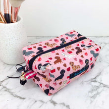 Load image into Gallery viewer, Dachshund Medium Box Makeup Bag. Pink
