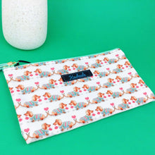 Load image into Gallery viewer, Dachshund Zipper Pouch, Travel Pouch. White
