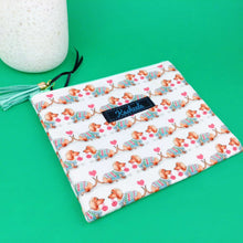 Load image into Gallery viewer, Dachshund Small Clutch, Small makeup bag. White
