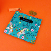 Load image into Gallery viewer, Aqua Cranes Coin Purse. Aqua Coin Purse
