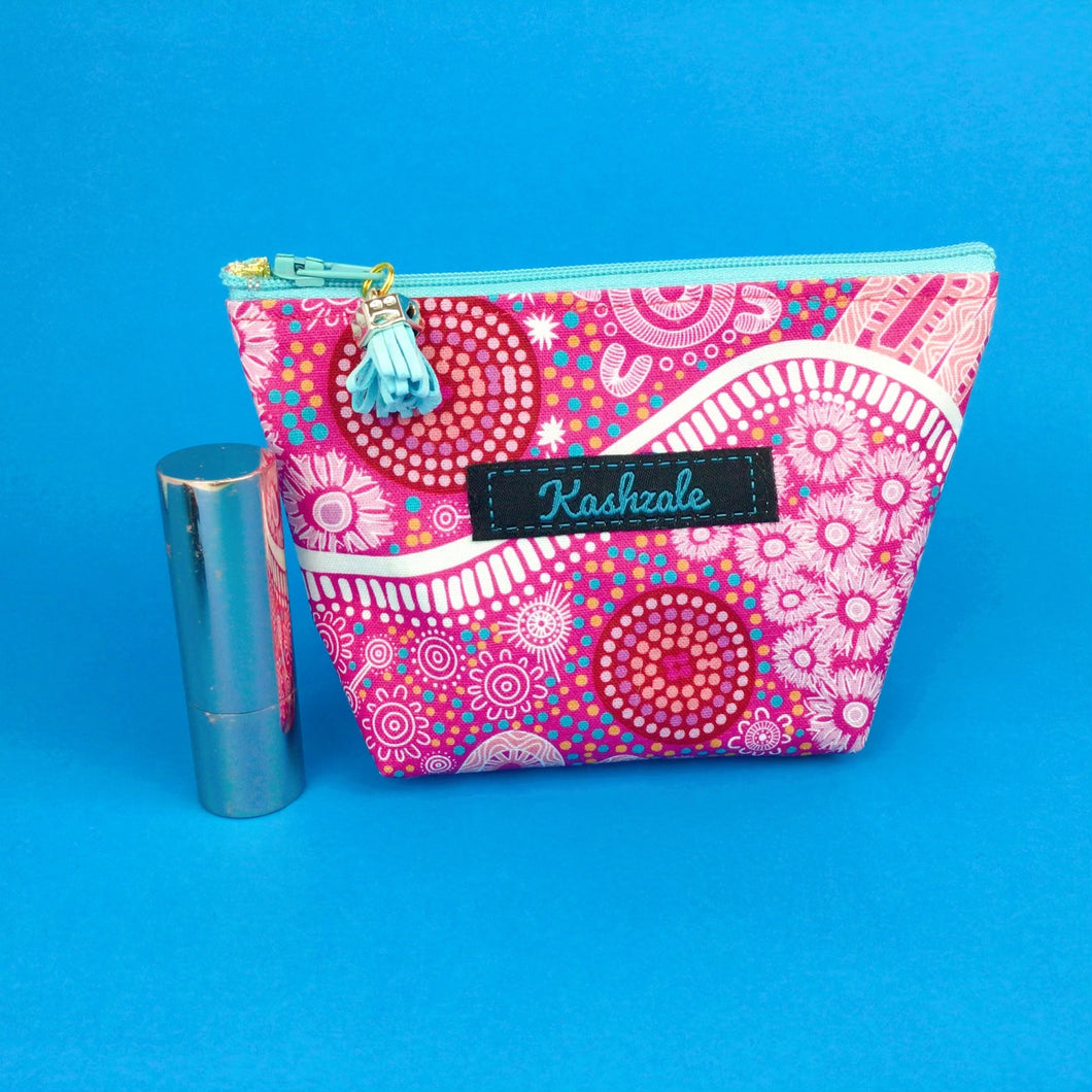 Women's Journey Small Makeup Bag. By Aboriginal Artist Debbie Scott