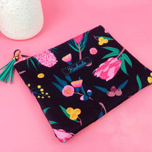 Load image into Gallery viewer, Protea Small Clutch, Small makeup bag. Black and Pink
