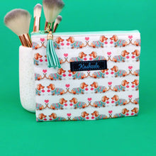 Load image into Gallery viewer, Dachshund Small Clutch, Small makeup bag. White
