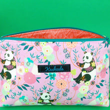 Load image into Gallery viewer, Pink Pandas Medium Makeup Bag. Pink Makeup Bag - Kashzale Cosmetic Bags
