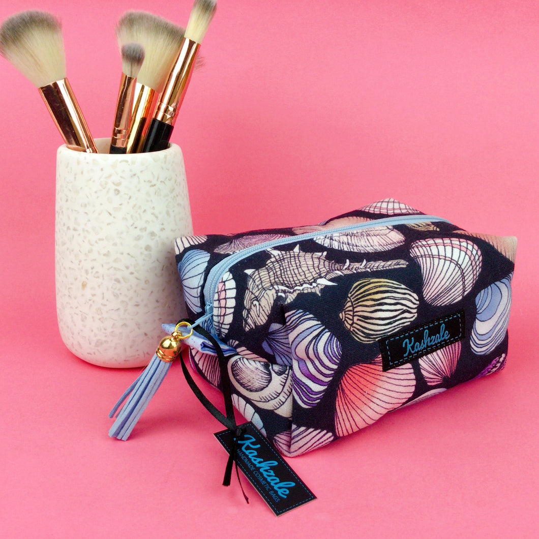 Shell Beach Medium Box Makeup Bag. Design by The Scenic Route.