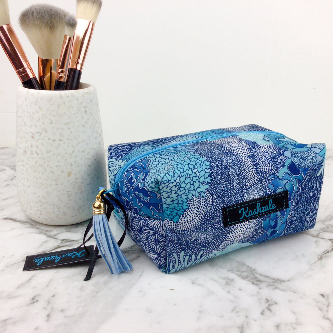 Coral Reef Medium Box Makeup Bag. Design by The Scenic Route.