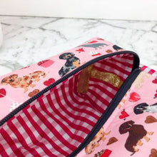 Load image into Gallery viewer, Dachshund Medium Box Makeup Bag. Pink
