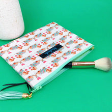 Load image into Gallery viewer, Dachshund Small Clutch, Small makeup bag. White
