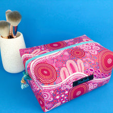 Load image into Gallery viewer, Women&#39;s Journey Large Box Cosmetic Bag. By Aboriginal Artist Debbie Scott
