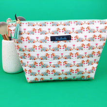 Load image into Gallery viewer, Dachshund Large Makeup Bag. White
