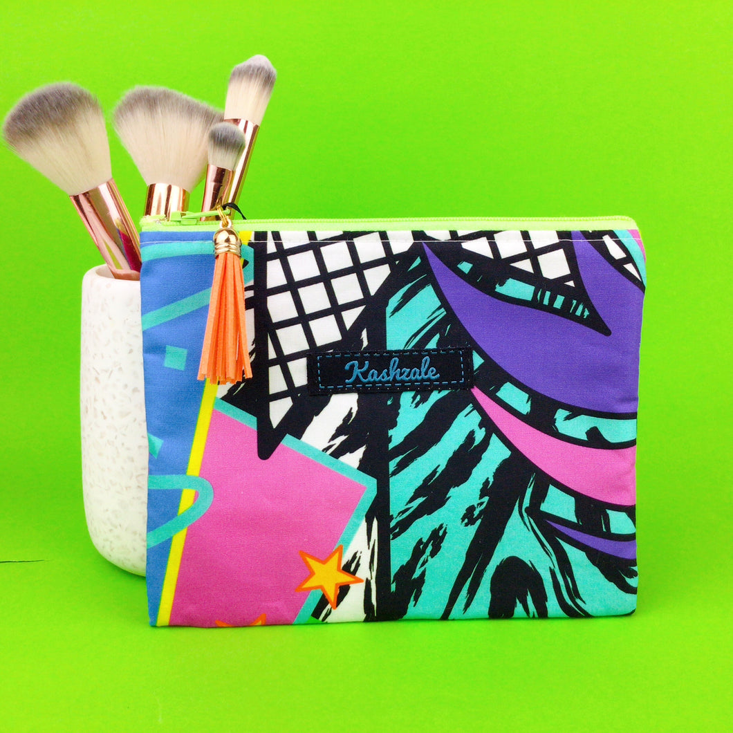 Tropical 80’s Party Small Clutch, Small makeup bag.