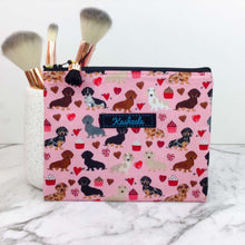 Load image into Gallery viewer, Dachshund Small Clutch, Small makeup bag. Pink
