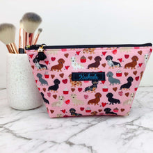 Load image into Gallery viewer, Dachshund Medium Cosmetic Bag. Pink
