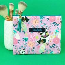 Load image into Gallery viewer, Pink Pandas Small Clutch, Small makeup bag. Pink Makeup Bag - Kashzale Cosmetic Bags
