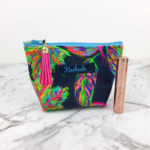 Load image into Gallery viewer, Black Neon Leaf Small Makeup Bag.
