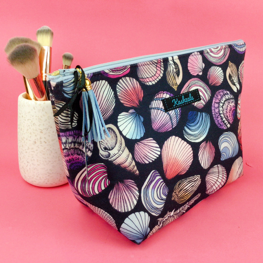 Shell Beach Large Makeup Bag. Designed by The Scenic Route.