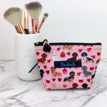 Load image into Gallery viewer, Dachshund Small Makeup Bag. Pink
