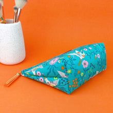 Load image into Gallery viewer, Aqua Cranes Medium Cosmetic Bag. Aqua Cosmetic Bags
