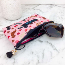 Load image into Gallery viewer, Dachshund Sunglasses bag, glasses case. Pink
