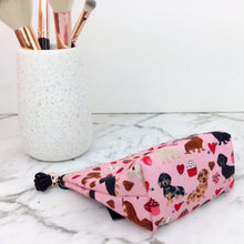 Load image into Gallery viewer, Dachshund Small Makeup Bag. Pink
