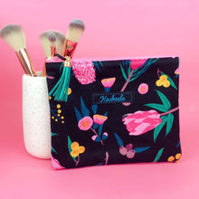 Load image into Gallery viewer, Protea Small Clutch, Small makeup bag. Black and Pink
