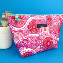 Load image into Gallery viewer, Women&#39;s Journey Large Makeup Bag. By Aboriginal Artist Debbie Scott
